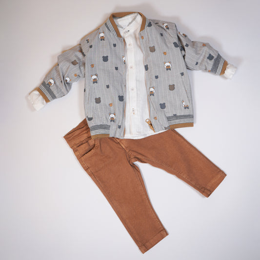 Baby boy, 3-pieces set reversible jacket