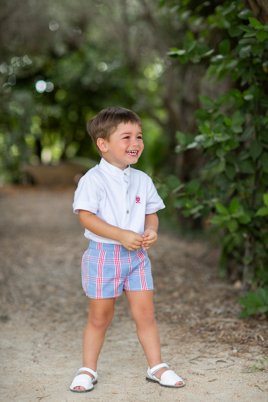 Cotton Pique Shirt with Chinese Collar & Bloomer