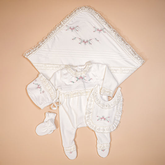 5-Pieces Velvet Hand Made Baby Set